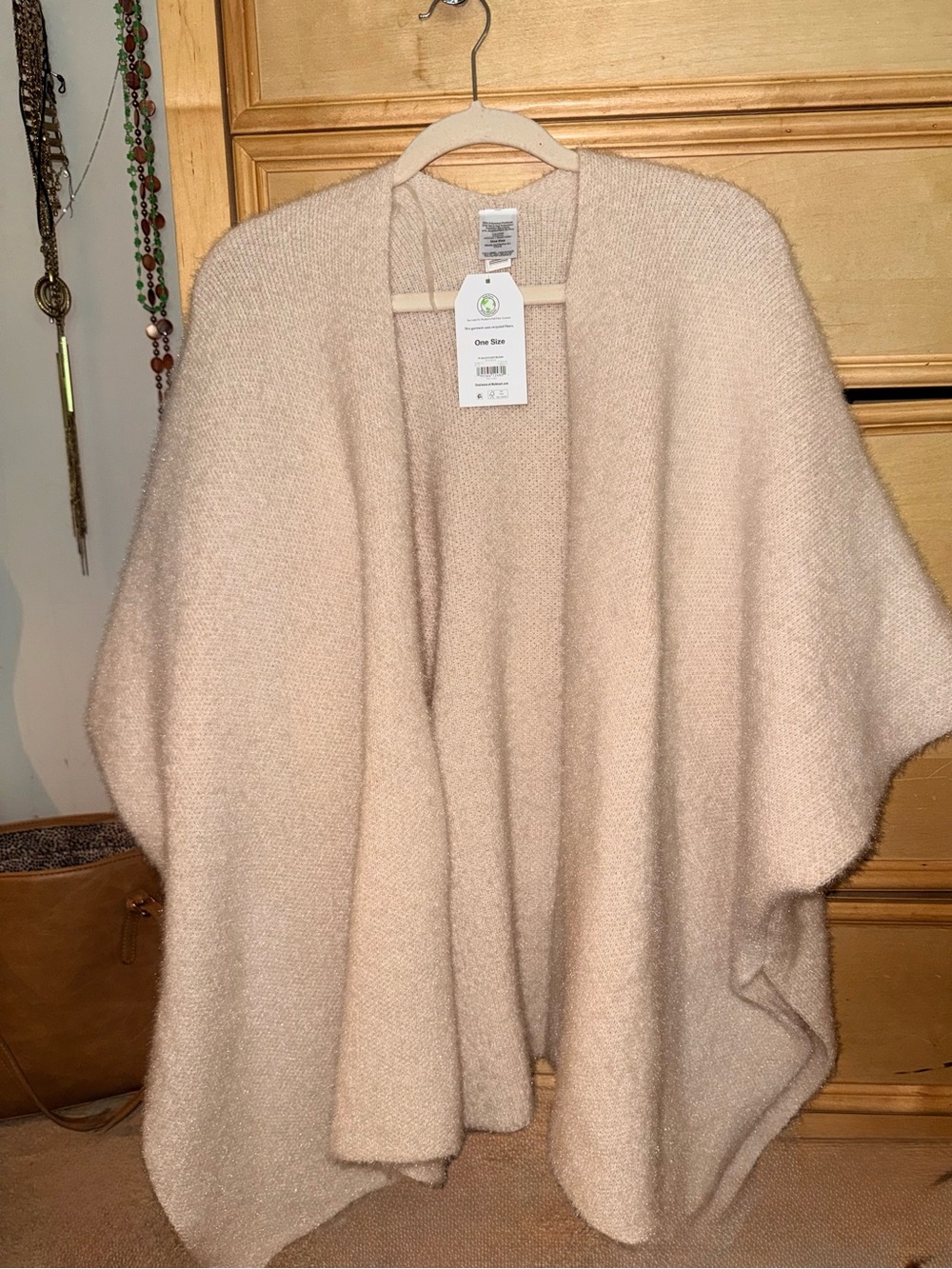 Neutral Cream Knit Cape - Soft Cozy Accent